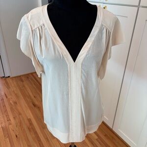 🌸 Rebecca Taylor Silk V-Neck Blouse – Pale Pink (Size 8) 🌸